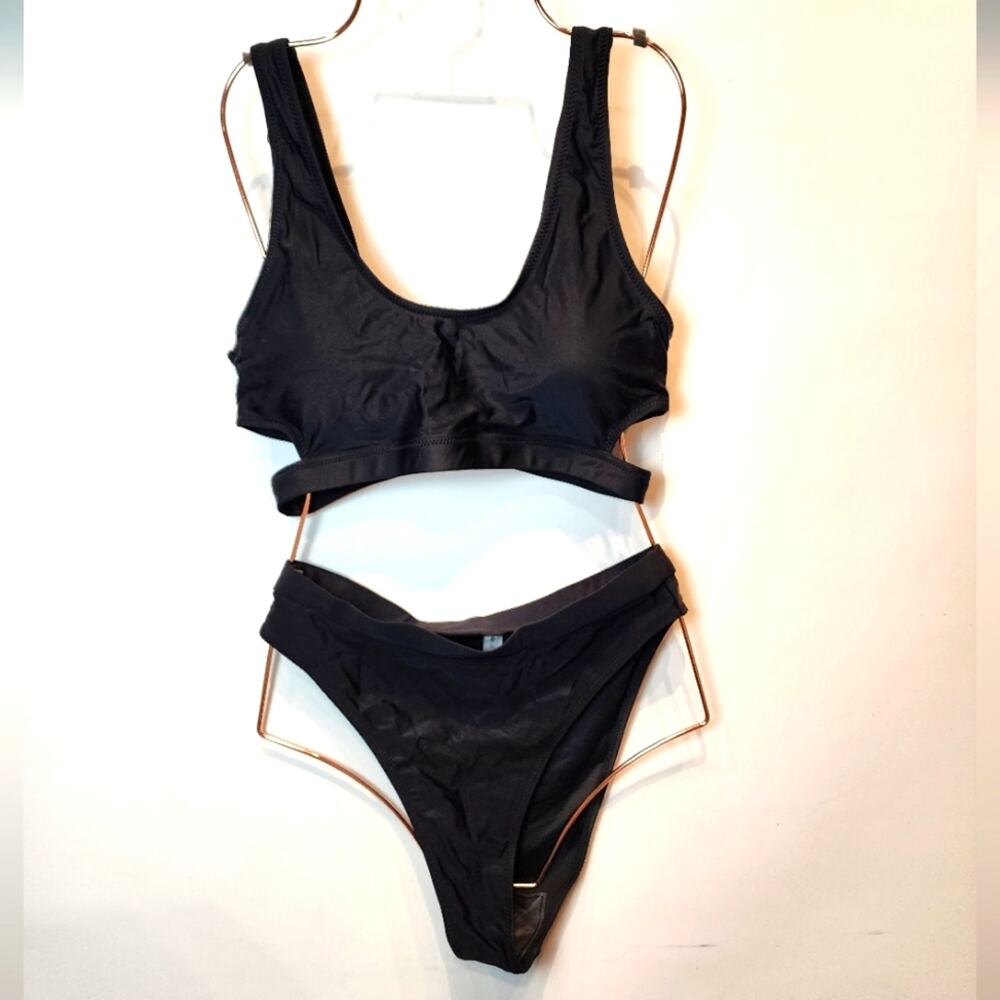 New Black Bikini Cutouts‎ High Waist Tank Top 777 Women's Size L